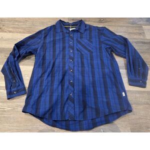 Magellan Outdoors Mens Blue Plaid Long Sleeve‎ Button Down Shirt XL Classic Fit